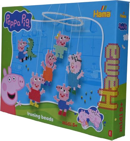 Hama Beads 7917 Peppa Wutz & Sister, Confezione Regalo Grande con 4000 Midi Beads, 2 tavolette, sagoma del Motivo, Carta da Stiro, Istruzioni e Anello per Cellulare, Divertimento per Grandi e Piccoli