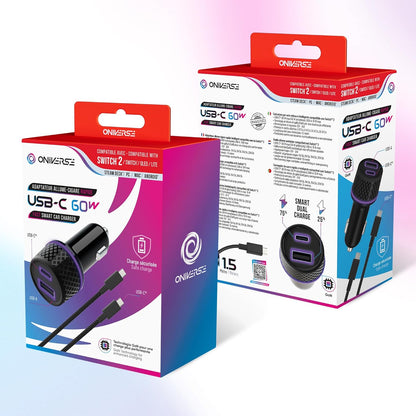 Oniverse Cable Car Charger Adaptor 60W, 1.5 M - Black