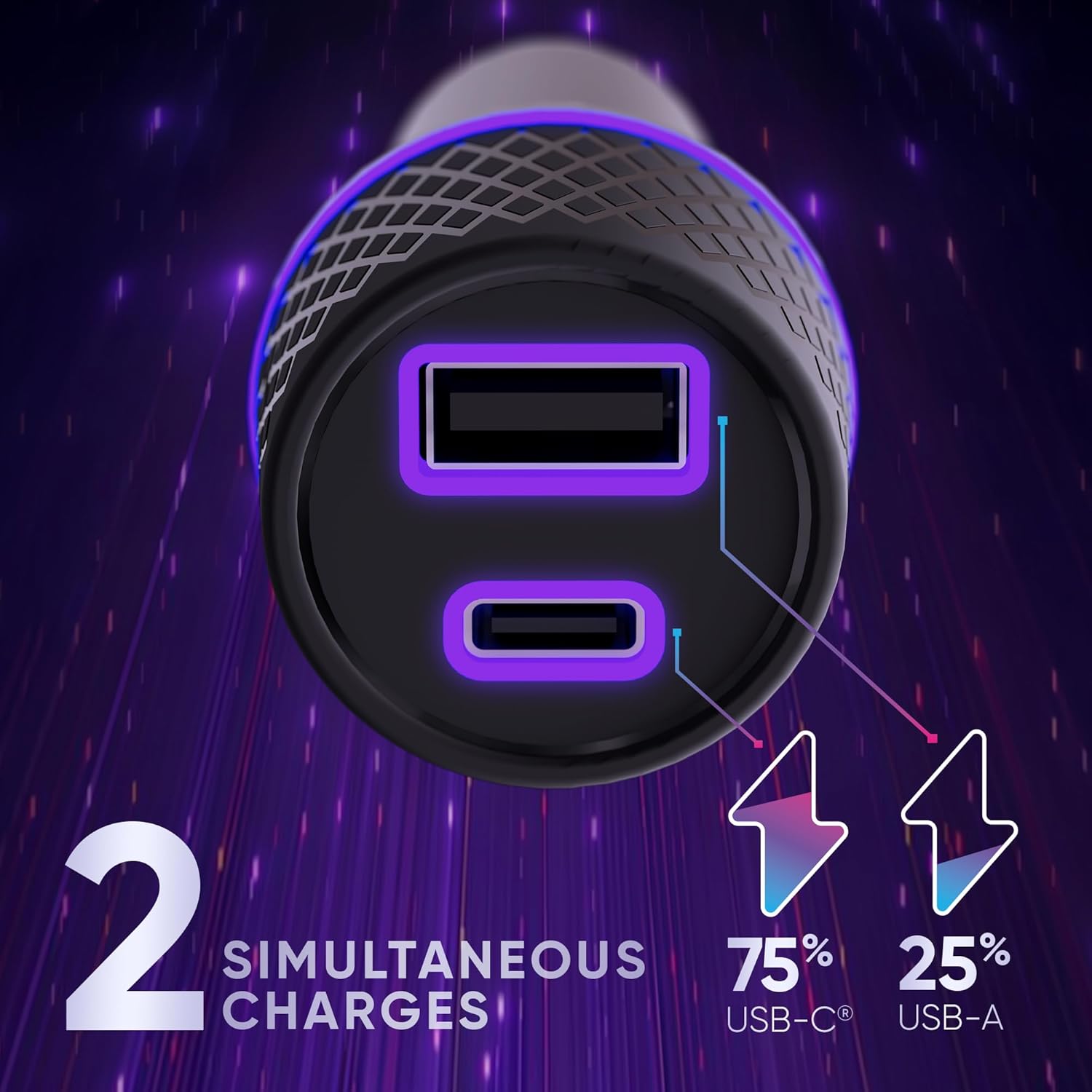 Oniverse Cable Car Charger Adaptor 60W, 1.5 M - Black