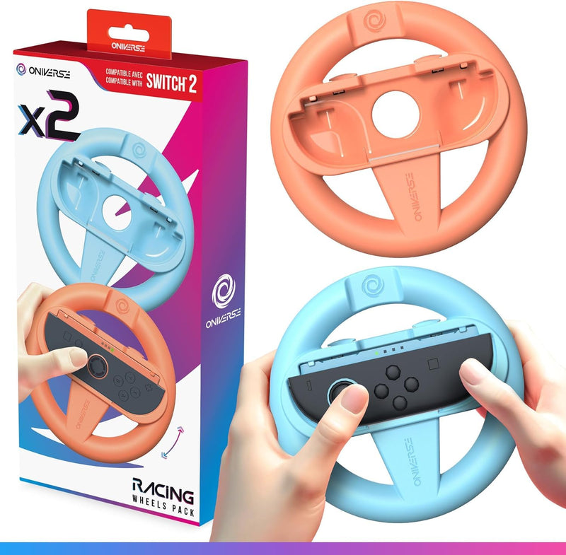 Oniverse Nsw2 Pack Of 2 Racing Wheel Controller Holders - Orange/Blue