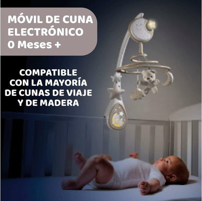 Chicco - Muziekmobiel Next2Dreams - Boxmobiel voor Baby - Muziek en Ontspannende Geluiden - Inclusief Nachtlampje - Beige