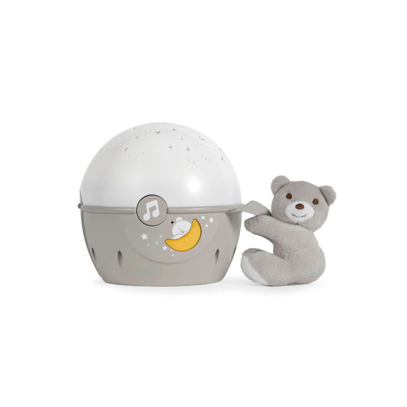 Chicco Next2Stars nachtlampje baby sterrenhemel projector met pluche dier - sterrenlichtprojector voor babybedje, nachtlampje met geluidssensor, 3 lichteffecten en muziek - 0+ maanden, beige