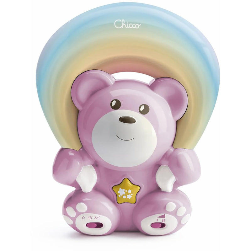 Chicco Rainbow Bear Muziekprojector, nachtlampje voor kinderen en baby's, beer met ontspannende muziek en regenboogprojectie in verstelbare breedte en richting, spelletjes voor pasgeborenen vanaf 0