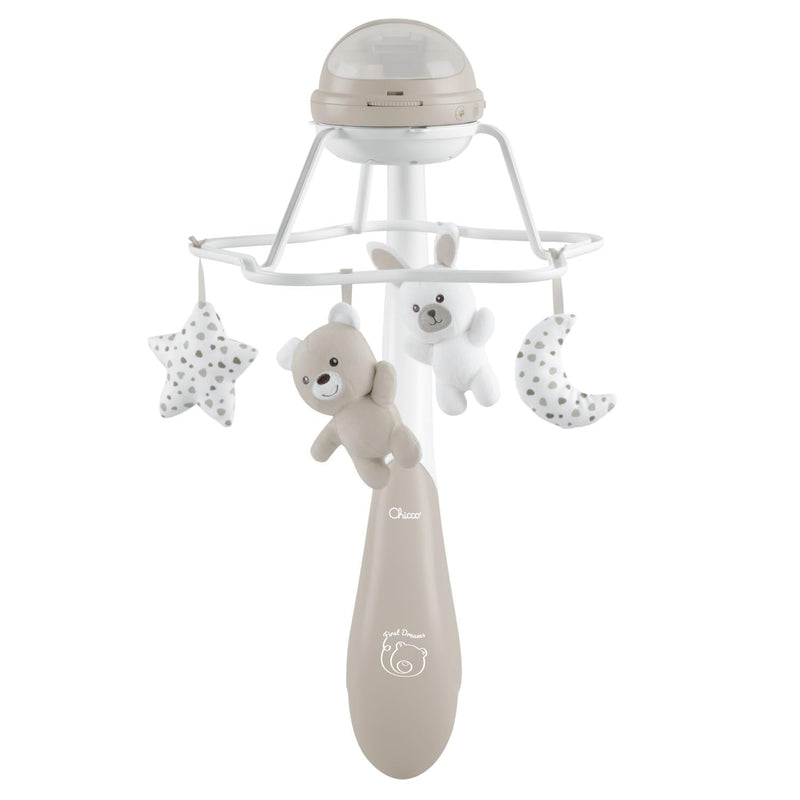 First Dreams Regenboog Muzikale Draaimolen, 3in1 Evolutionaire Draaimolen voor Pasgeborenen met Rustgevende Melodieën en Regenboogprojectie, met 4 Zachte Hangers