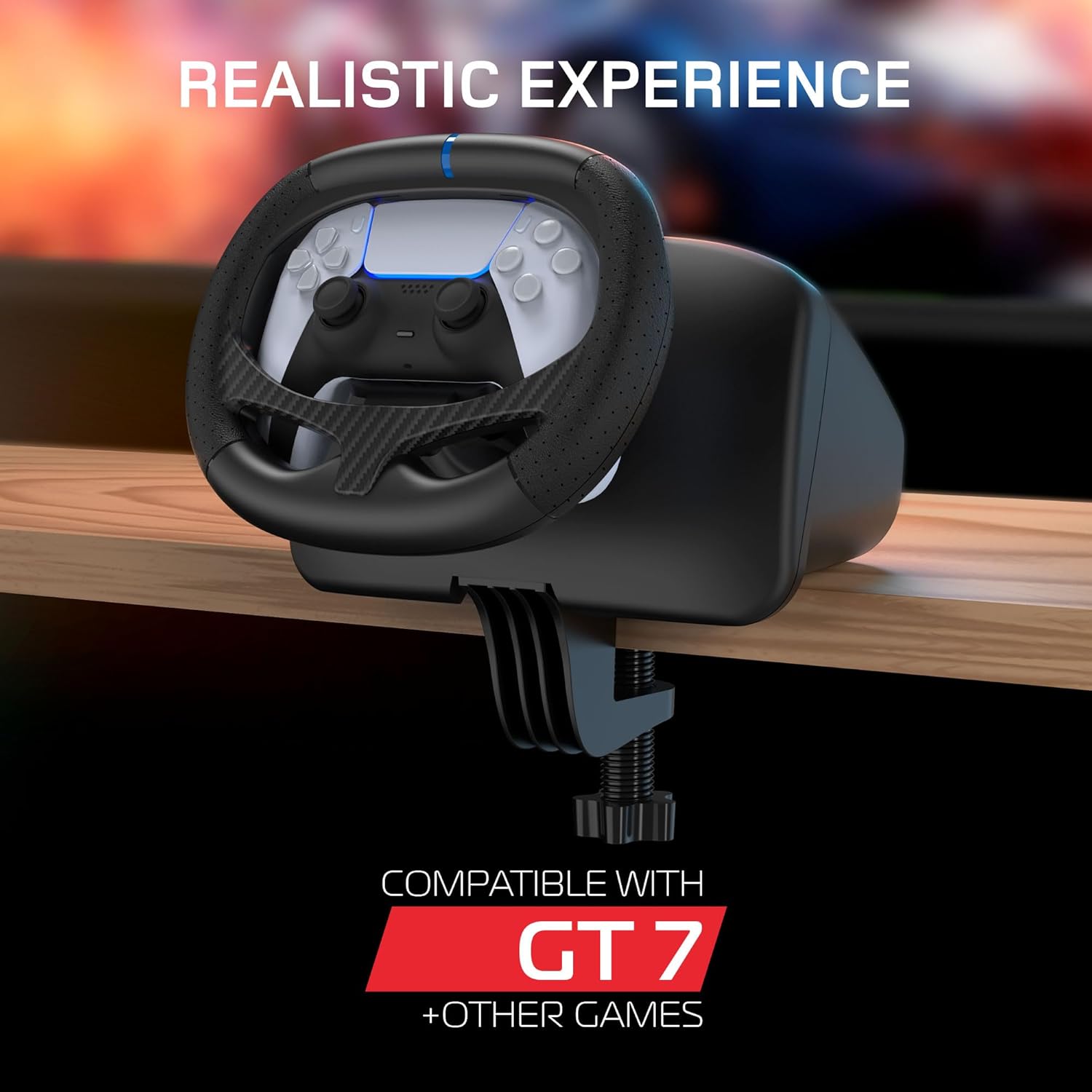 Gioteck FR5 Racing Wheel Dock for DualSense & DualEdge Controller on PS5, PC, and Steam Deck - Auto Centring - For Motion Sensor Games Only - GT7 Compatible