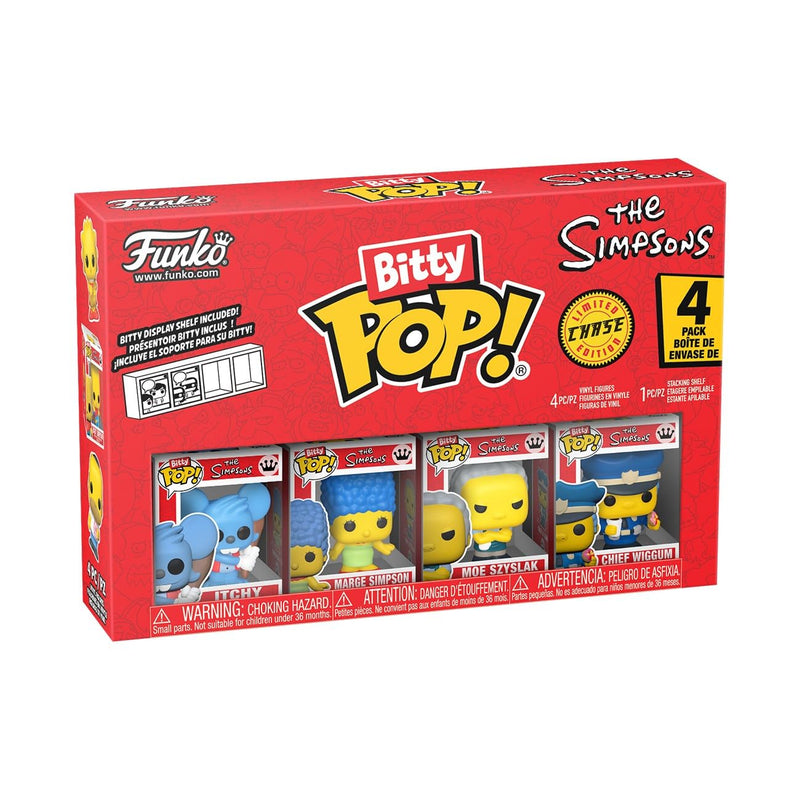 Funko Bitty Pop! The Simpsons - Itchy - 4 Pack - 1/6 Odds for Rare Chase Variant and A Surprise Mystery Mini Figure - 0.9 Inch (2.2 Cm) Collectable - Stackable Display Shelf Included