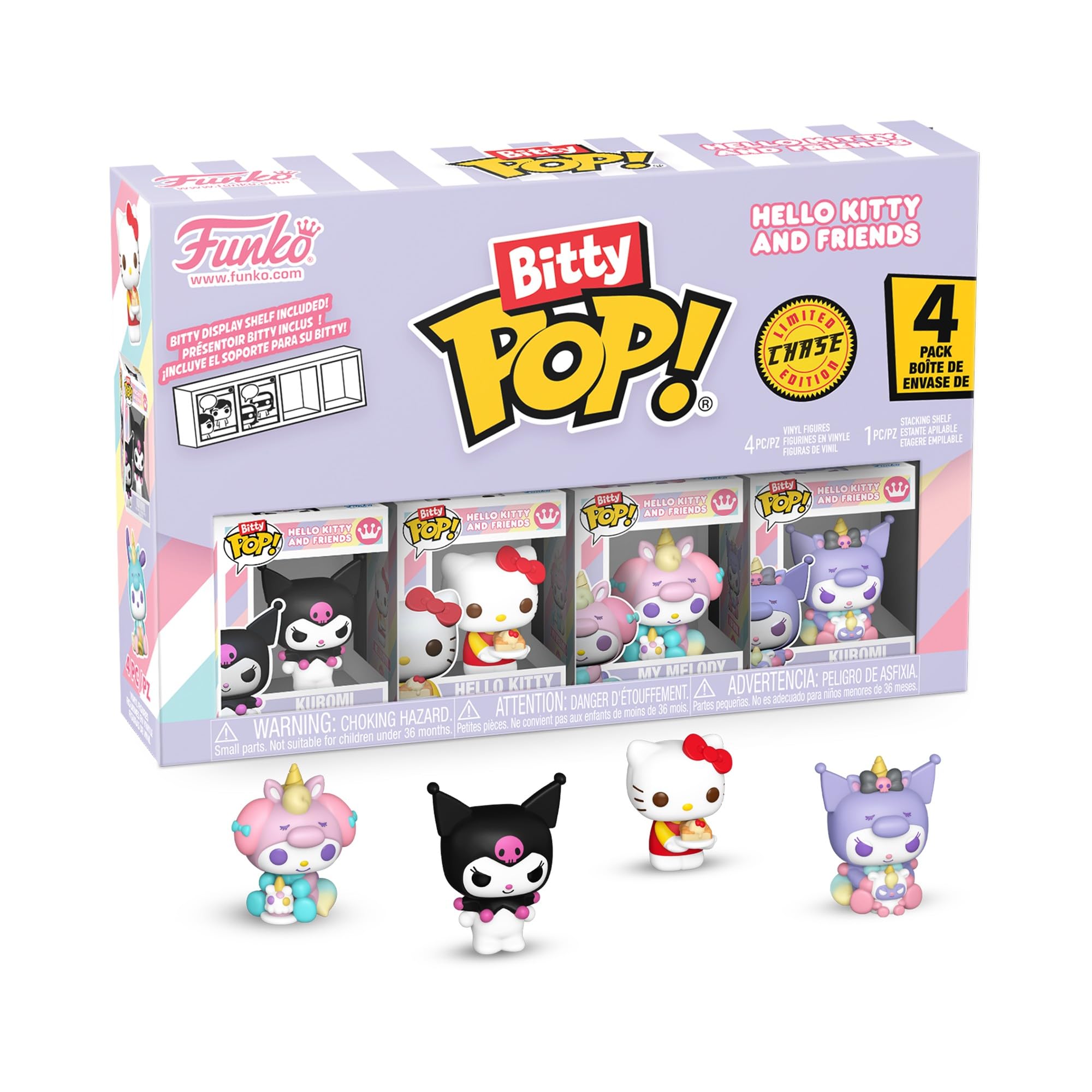 Funko Bitty Pop! Hello Kitty - Kuromi - 4 Pack - 1/6 Odds for Rare Chase Variant and A Surprise Mystery Mini Figure - 0.9 Inch (2.2 Cm) - Collectable - Gift Idea - Party Bags Stocking