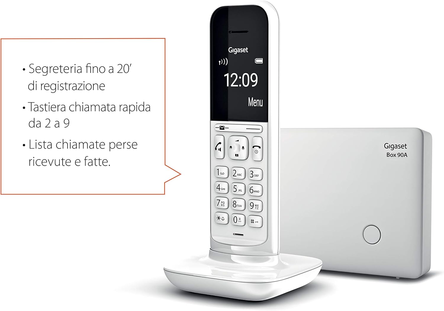 Gigaset CL390 Telefono Cordless, Funzione Black List e "Non disturbare", Vivavoce, Display Ampio, Bianco, Standard