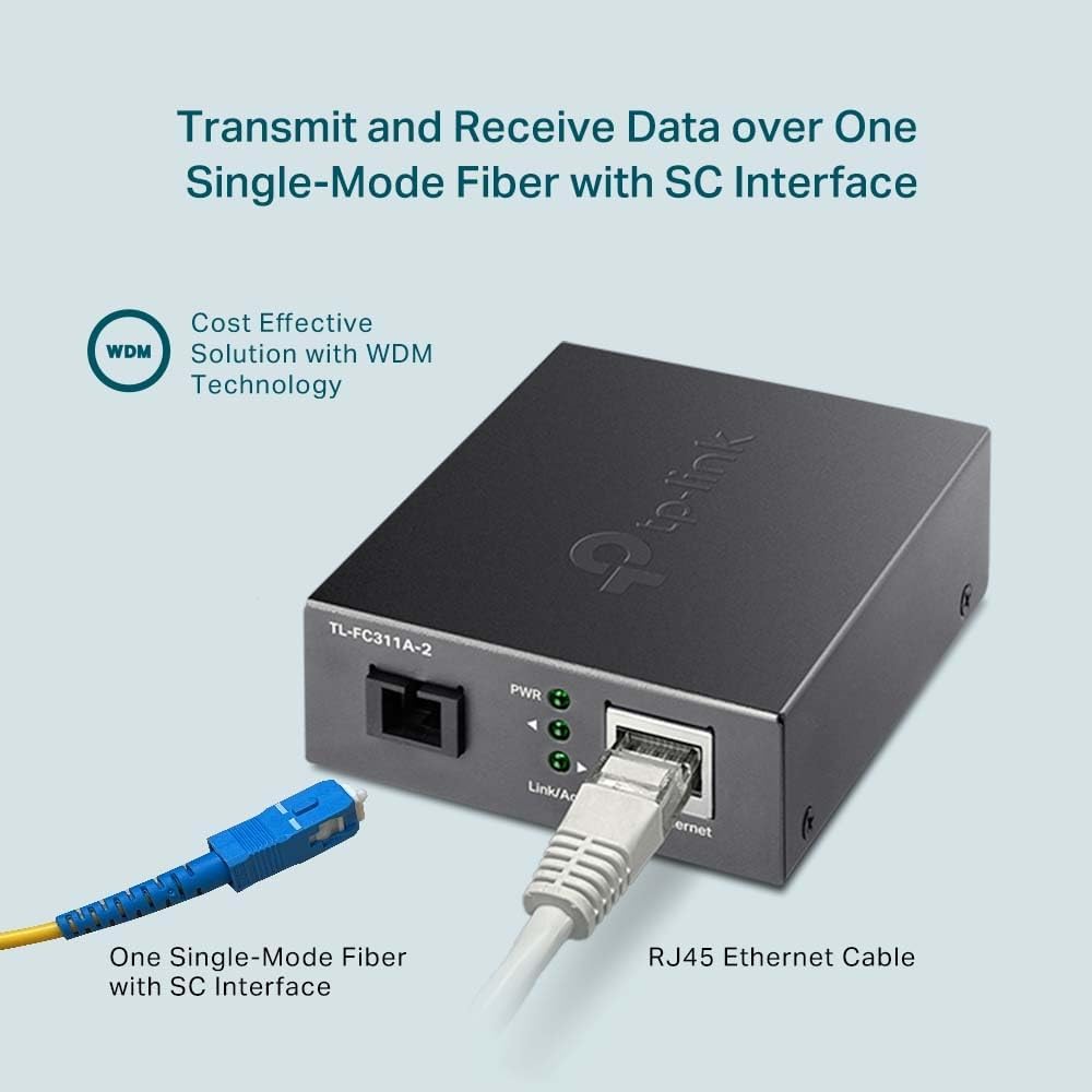 Tp-Link Tl-Fc311A-2 - V1 - Fibre Media Converter - 1Gbe - 1000Base-T, Wdm, 1000Base-Sc - Rj-45 / Sc Single-Mode - Up To