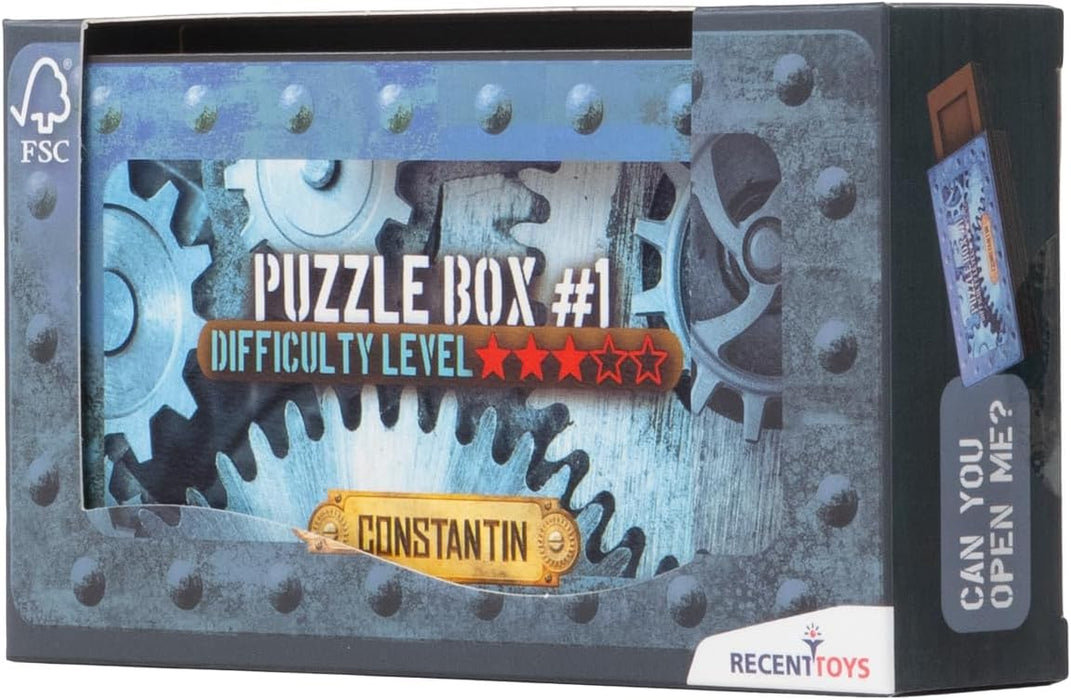 Constantin Scatola puzzle livello 1, rompicapo per adolescenti, adulti, bambini, ragazzi e ragazze, scatola in legno