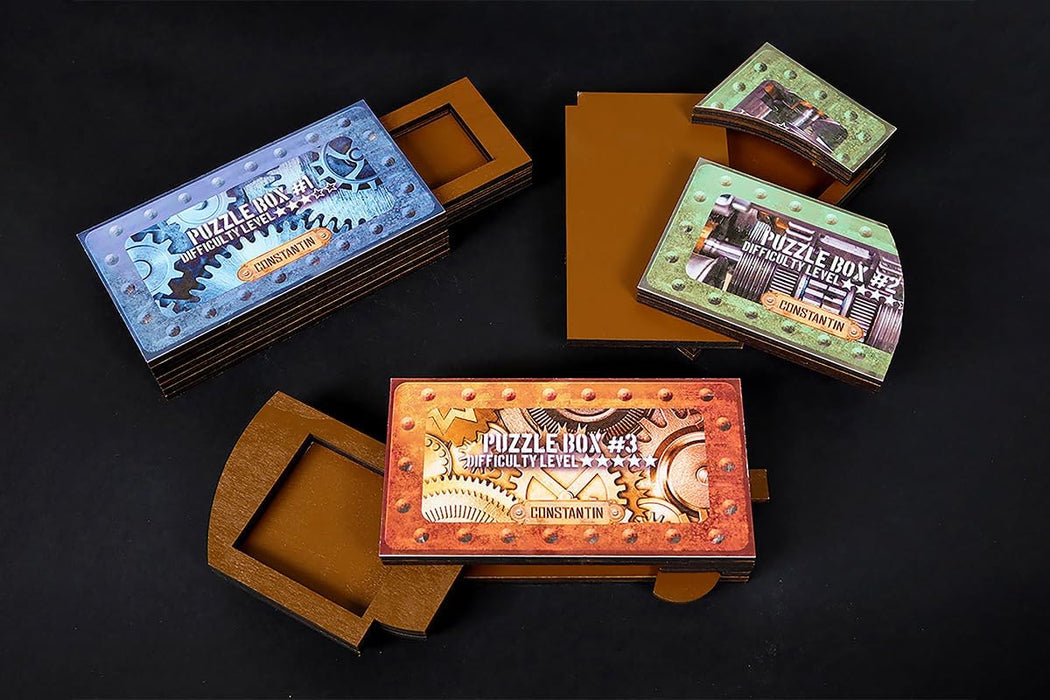 Constantin Scatola puzzle livello 1, rompicapo per adolescenti, adulti, bambini, ragazzi e ragazze, scatola in legno