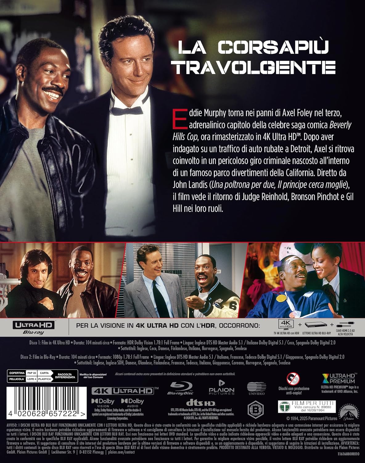 Blu-Ray 4K Uhd Beverly Hills Cop III - Un Piedipiatti A Beverly Hills (4K Ultra Hd+Blu-Ray)