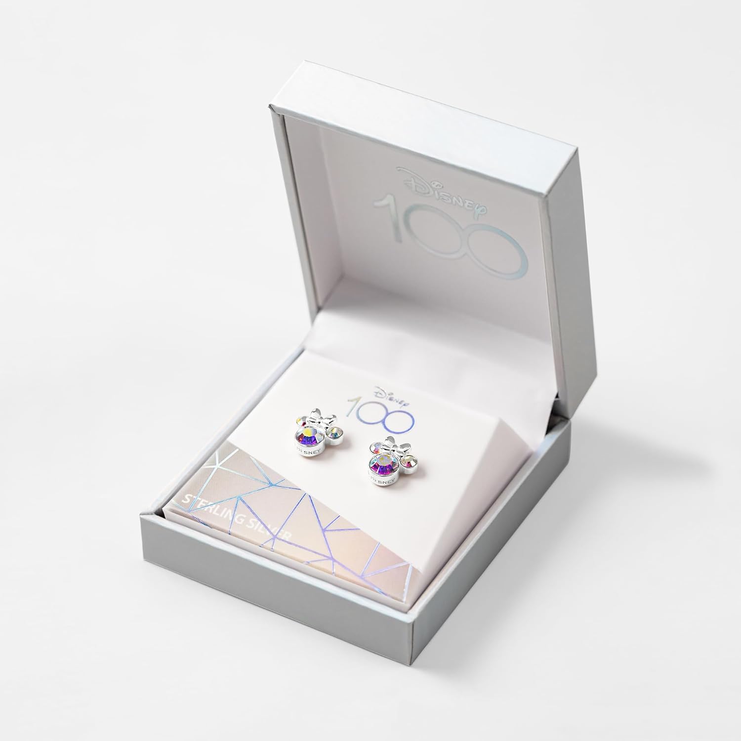 Disney 100 Minnie Mouse Silver Plated Studs with Crystals