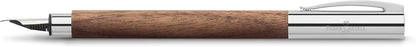 FABER-CASTELL 148581 - vulpen AMBITION walnoot, veerbreedte F, incl. geschenkverpakking en converter