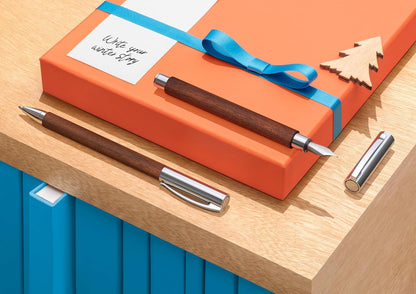 FABER-CASTELL 148581 - vulpen AMBITION walnoot, veerbreedte F, incl. geschenkverpakking en converter