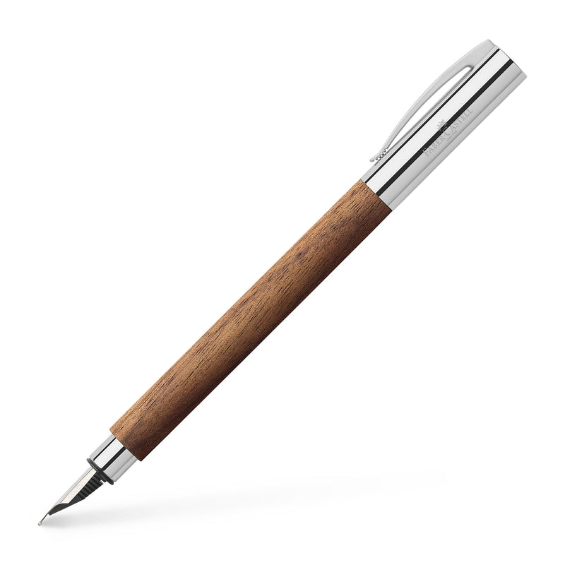 FABER-CASTELL 148581 - vulpen AMBITION walnoot, veerbreedte F, incl. geschenkverpakking en converter