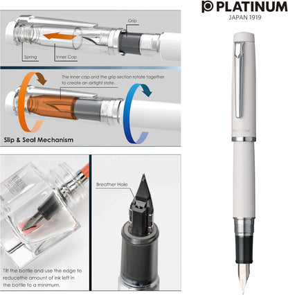 PLATINUM Procyon PNS-5000#3 Vulpen/penpunt: M Medium/Kleur: Wit porselein/Handgemaakt/Met Geschenkdoos/Vulpen