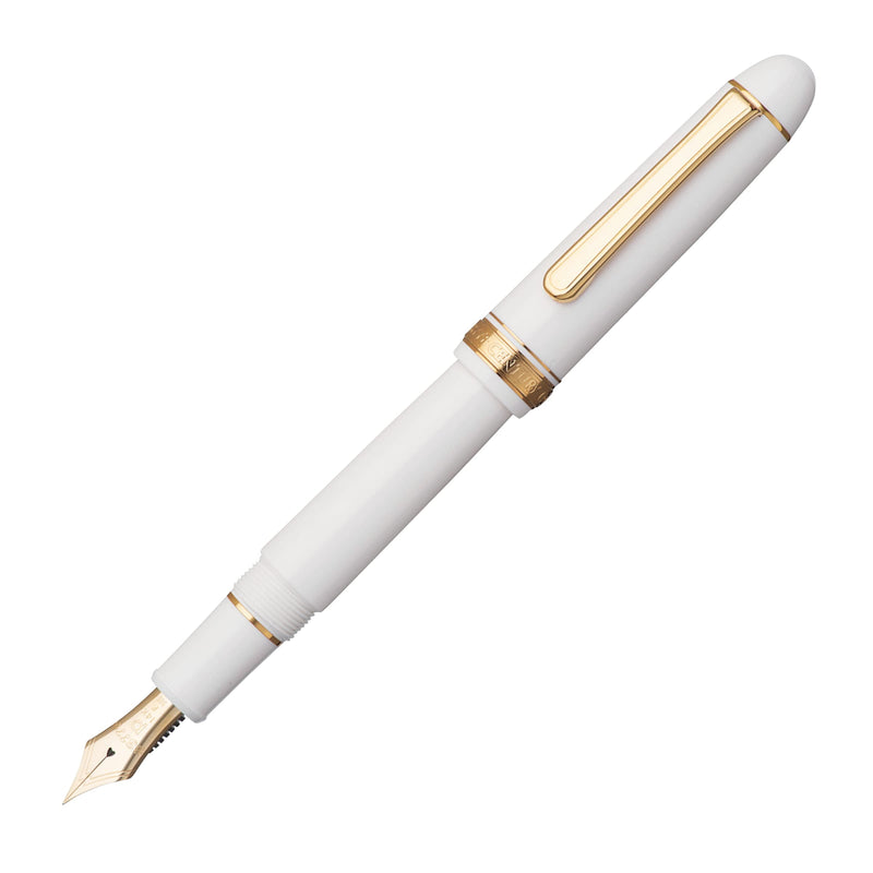 PLATINUM Japanese Fountain Pen #3776 Century Gold Trim Chenonceau White C/White/0.54-0.64 mm/Handmade/14K Gold Nib with Gift Box/Fountain Pen