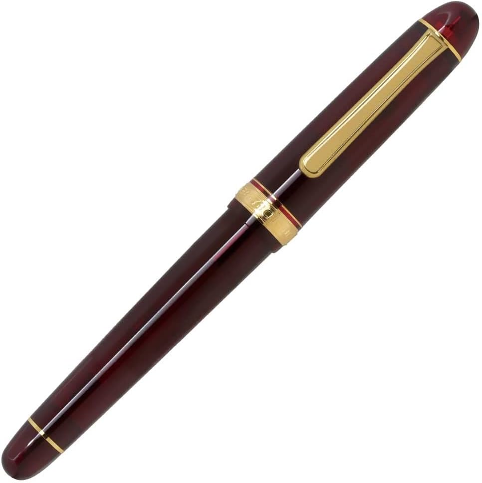 PLATINUM #3776 Century Gold Trim Bourgogne Japanese Fountain Pen M/Red/0.34-0.44 mm/Handmade/14K Gold Nib/with Gift Box/Fountain Pen, PNB15000-71M, Red