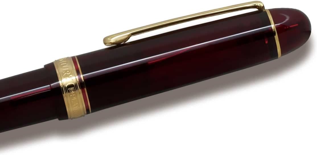 PLATINUM #3776 Century Gold Trim Bourgogne Japanese Fountain Pen M/Red/0.34-0.44 mm/Handmade/14K Gold Nib/with Gift Box/Fountain Pen, PNB15000-71M, Red