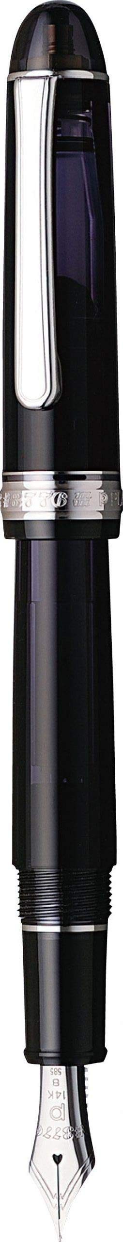 PLATINUM Japanese Fountain Pen #3776 Century Rhodium Black Diamond F/Black / 0.28-0.34 mm/Handmade / 14K Gold Nib/with Gift Box/Fountain Pen