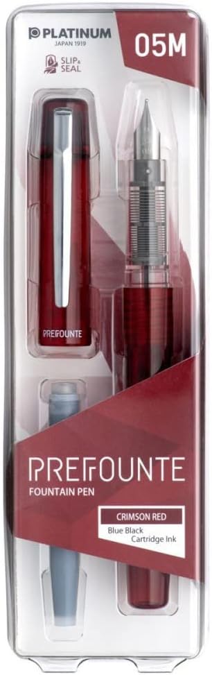 Platinum Prefounte Medium Fountain Pen - Crimson Red, prefocrimsred