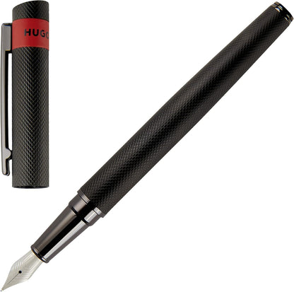 Hugo Boss Set di penne Loop Diamond Gun e penna roller in ottone, colore: nero, dimensioni: 200 x 62 x 34 mm, HPBP367A 1 pezzo (confezione da 2