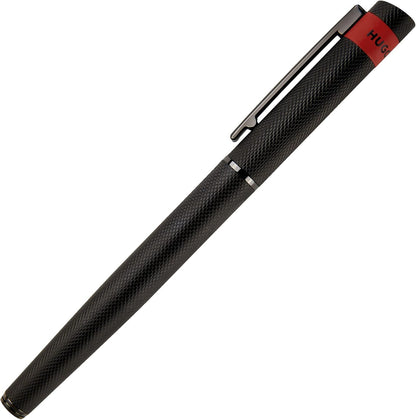 Hugo Boss Set di penne Loop Diamond Gun e penna roller in ottone, colore: nero, dimensioni: 200 x 62 x 34 mm, HPBP367A 1 pezzo (confezione da 2