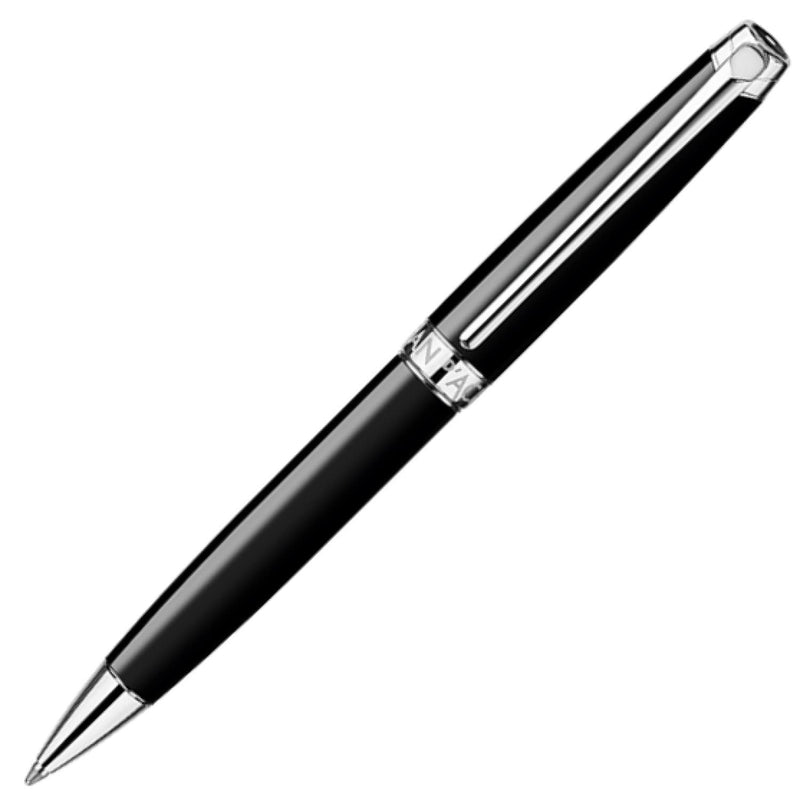 Caran D'ache Leman Ebony Black Lacquered Silver Plated Rhodium Coated