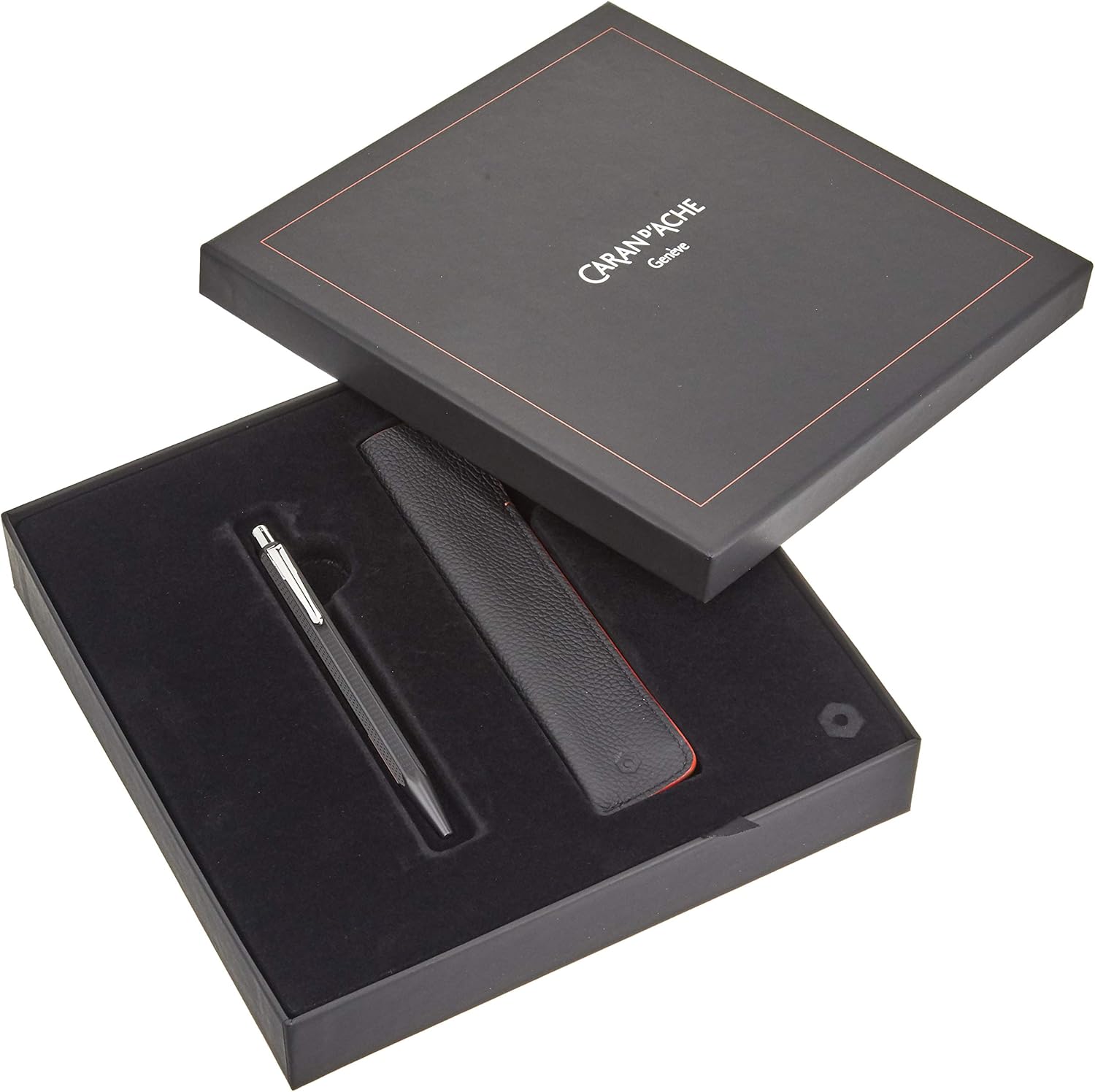 Caran d'Ache Ecridor Racing Ballpoint Pen Brass Black with Leather Case Gift Set,12.8 cm