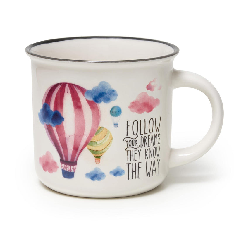 Legami - Cup Puccino, mok van porselein, New Bone China, thema Air Ballon, Take a Break Collection, inhoud 350 ml, vaatwasmachinebestendig, magnetronbestendig