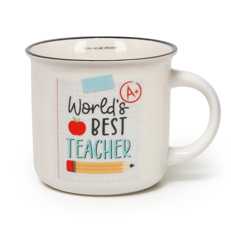 Legami - Cuppuccino mok van porselein, New Bone China, ontbijtmok, koffiemok, vaatwasmachinebestendig, cadeau-idee voor leraren, diameter 10 cm, inhoud 350 ml, thema leraar