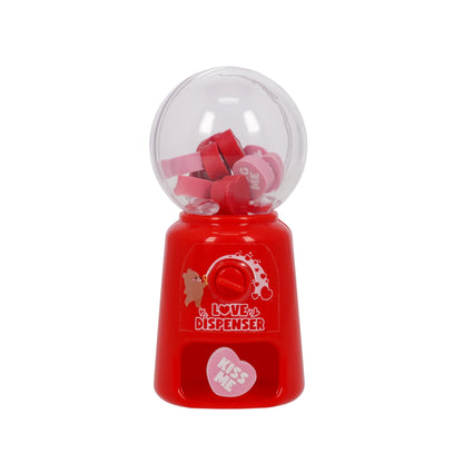 Legami - Mini Distributore Gomme per Cancellare, Love Dispenser, 15 Gomme, Gomma a forma Cuore & Temperino con Contenitore, Meow, 4,5x7 cm, in plastica, Doppio Foro per Matite Standard
