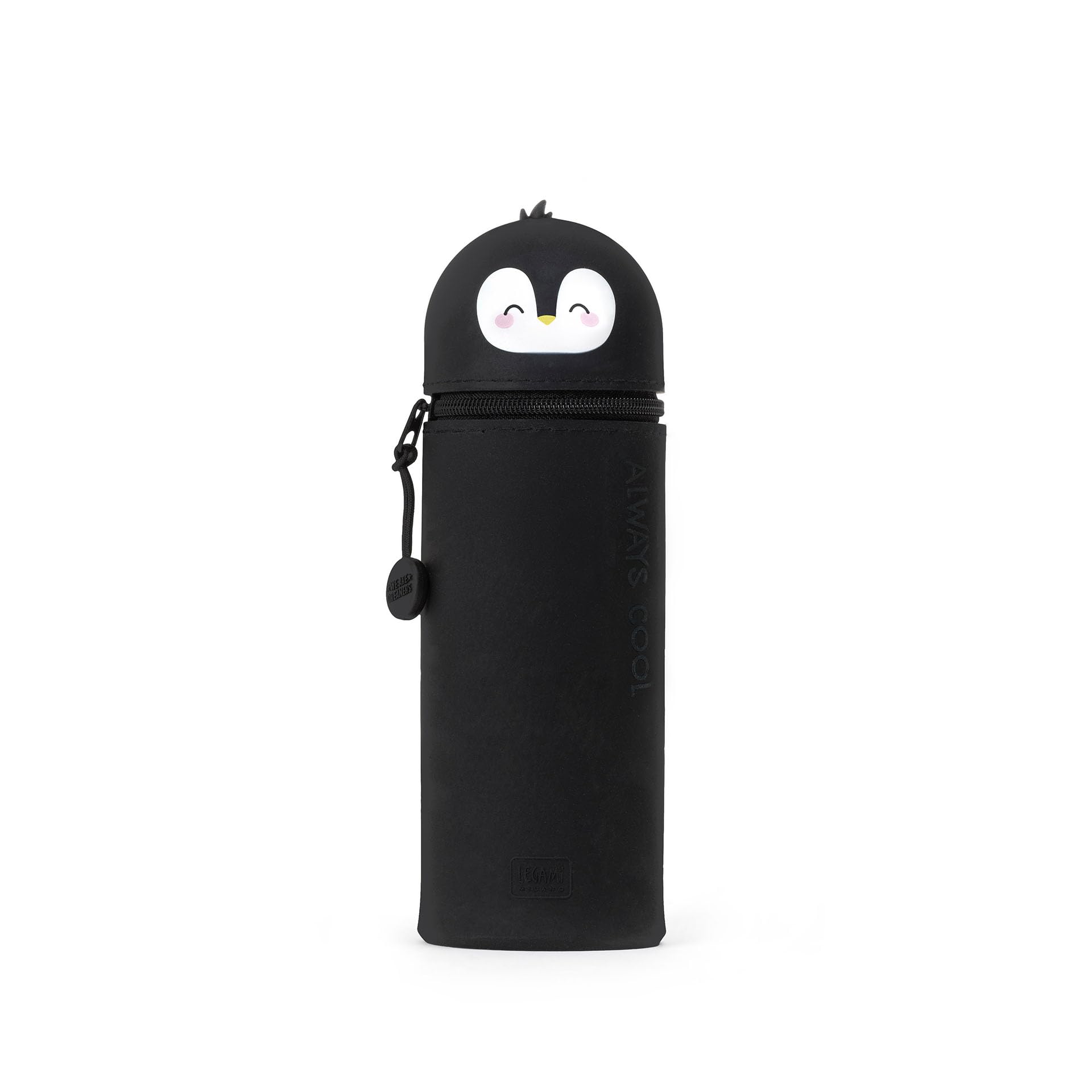 Legami - Kawaii School Pencil Case 2 in 1 Soft Silicone, Table Pen Holder, Zipper Closure, Crayon Pens Marker, H 18.5 cm