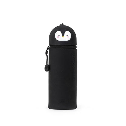 Legami - Kawaii School Pencil Case 2 in 1 Soft Silicone, Table Pen Holder, Zipper Closure, Crayon Pens Marker, H 18.5 cm