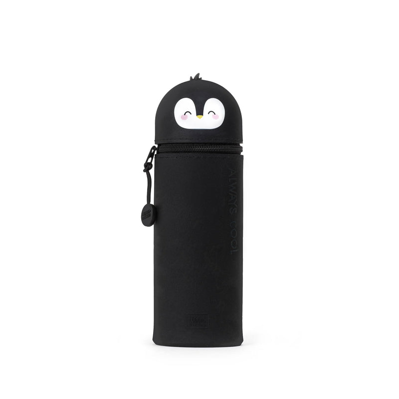 Legami - Kawaii School Pencil Case 2 in 1 Soft Silicone, Table Pen Holder, Zipper Closure, Crayon Pens Marker, H 18.5 cm