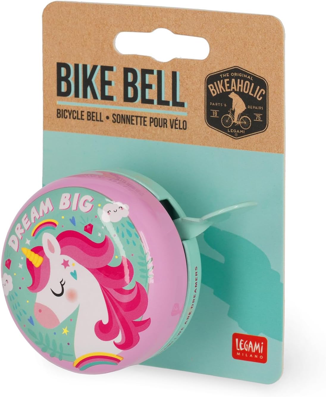 Legami Campanello per Bicicletta-Bike Bell, Clacson Bici per Bambini, Resistente, Tema Unicorno Gioventù Unisex