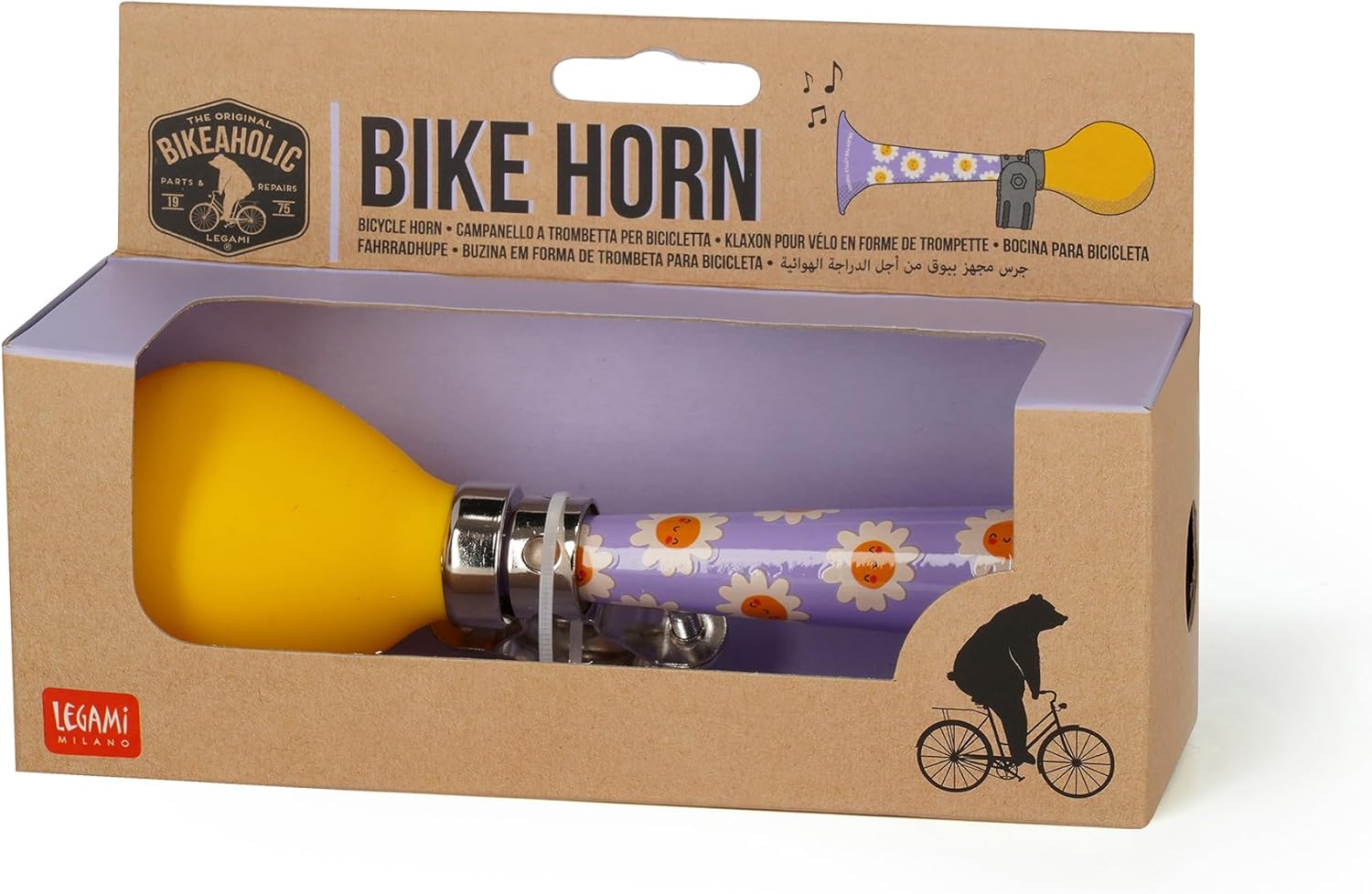 Legami Bike Horn Bell for Bicycles, Children's Bicycle Horn, Durable, Daisy Theme Youth Unisex