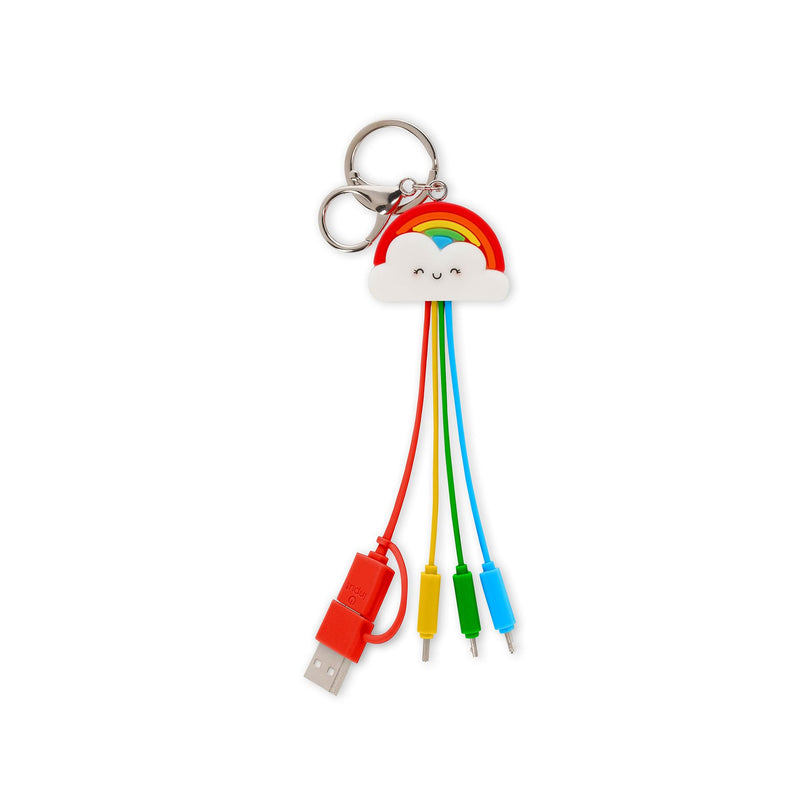 LEGAMI Rainbow Theme Multiple Link Up Charging Cable with Keychain, 4-in-1, Type-C, Micro-USB, Lightning, Magnetic, Compatible with Smartphone, Tablet, Laptop