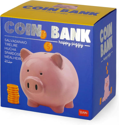 Legami Ceramic Box Bank, Piglet Holder, Coin Purse for Children, Birthday Gift, Learn to, Pink, One-Size