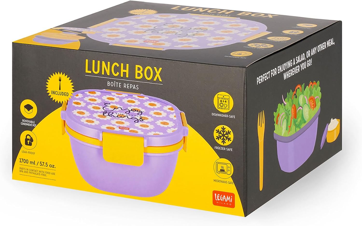 Legami LBS0003 Lunch Box, Polypropylene Silicone Polyethylene, Purple
