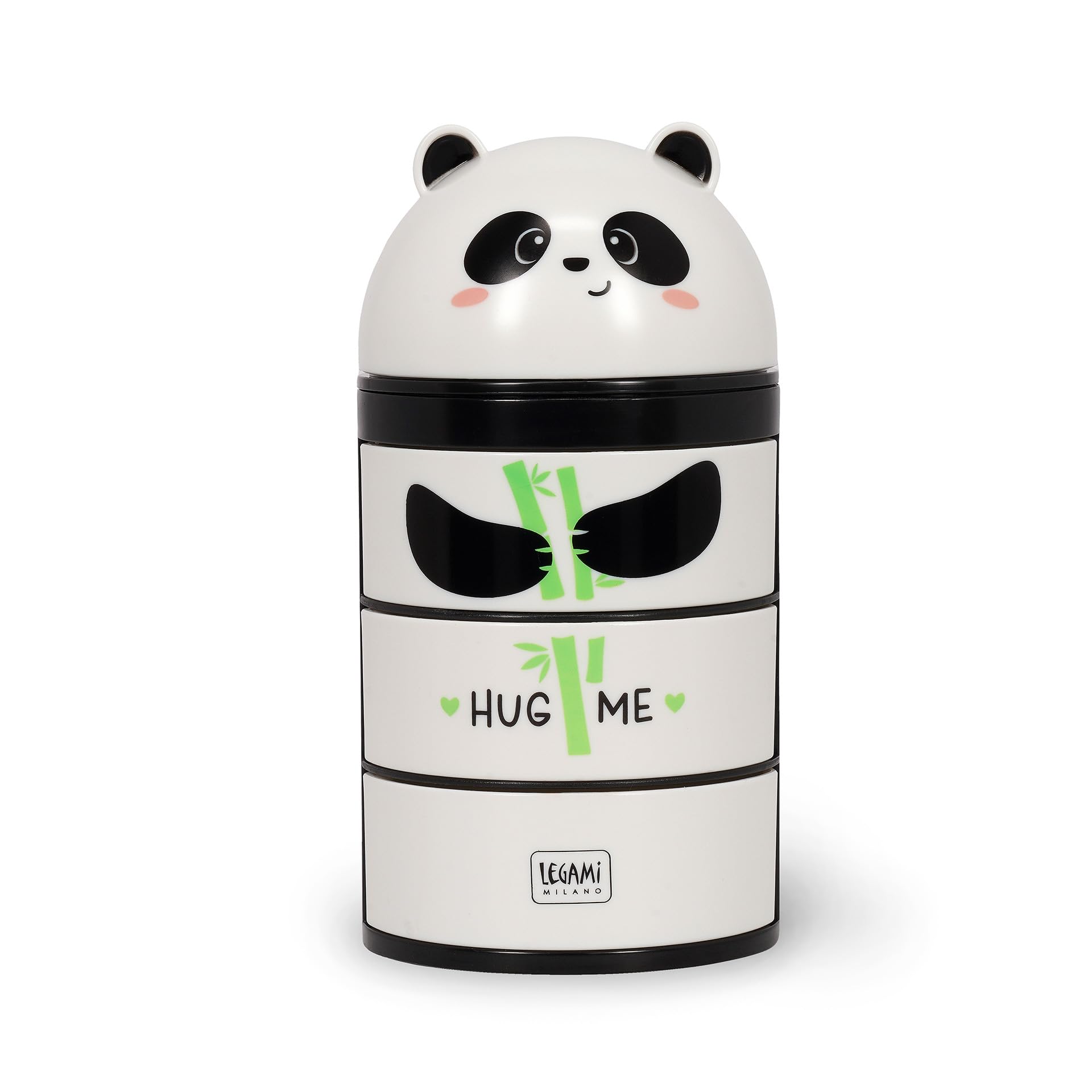 LEGAMI - Desk Organiser, Desk Organiser with 3 Side Opening Drawers, Top Compartment with Sliding Closure, Panda Motif