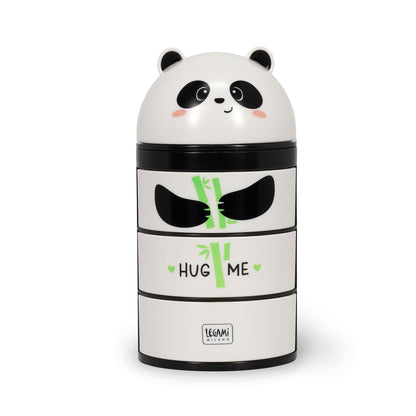LEGAMI - Desk Organiser, Desk Organiser with 3 Side Opening Drawers, Top Compartment with Sliding Closure, Panda Motif