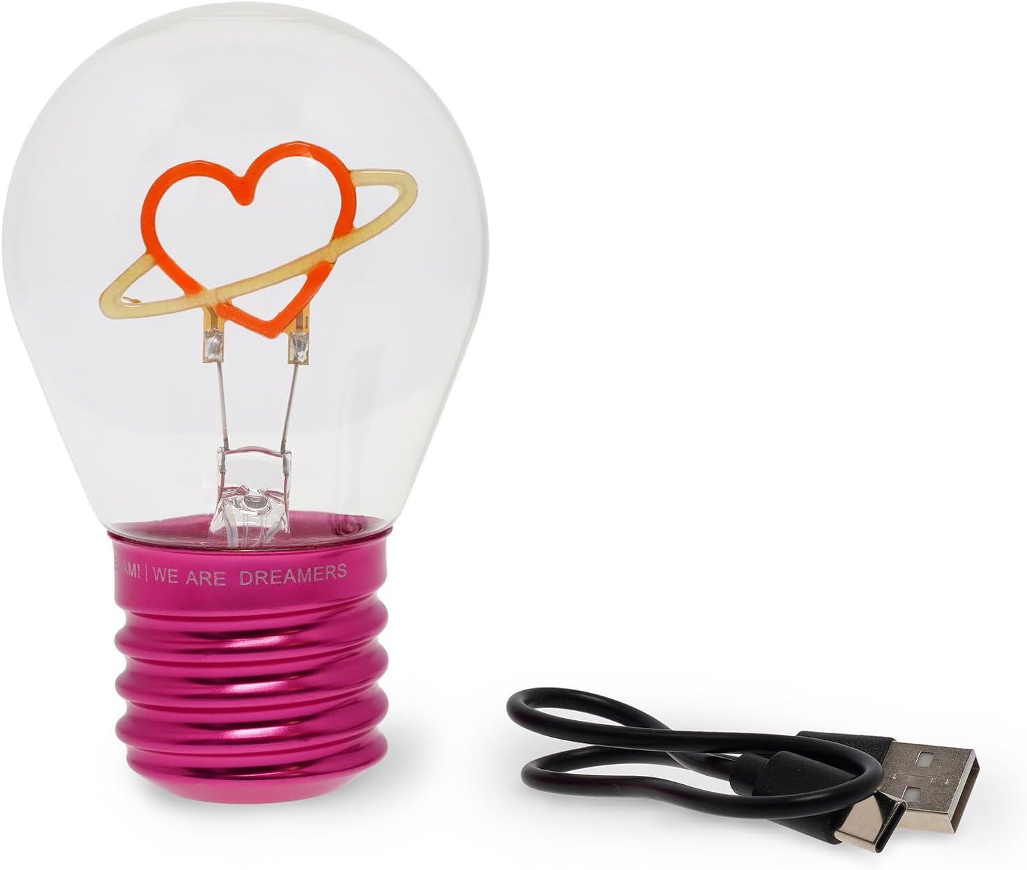 LEGAMI - Table Lamp Bulb Shape - Indoor Only - Rechargeable with USB Cable - Wireless - Light Bulb Fiction - Saturn Theme - Bianco