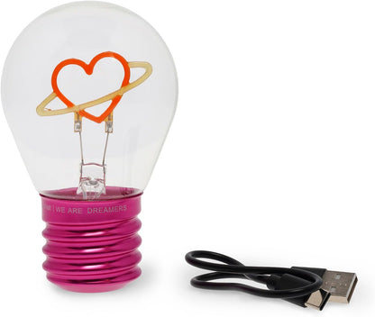LEGAMI - Table Lamp Bulb Shape - Indoor Only - Rechargeable with USB Cable - Wireless - Light Bulb Fiction - Saturn Theme - Bianco