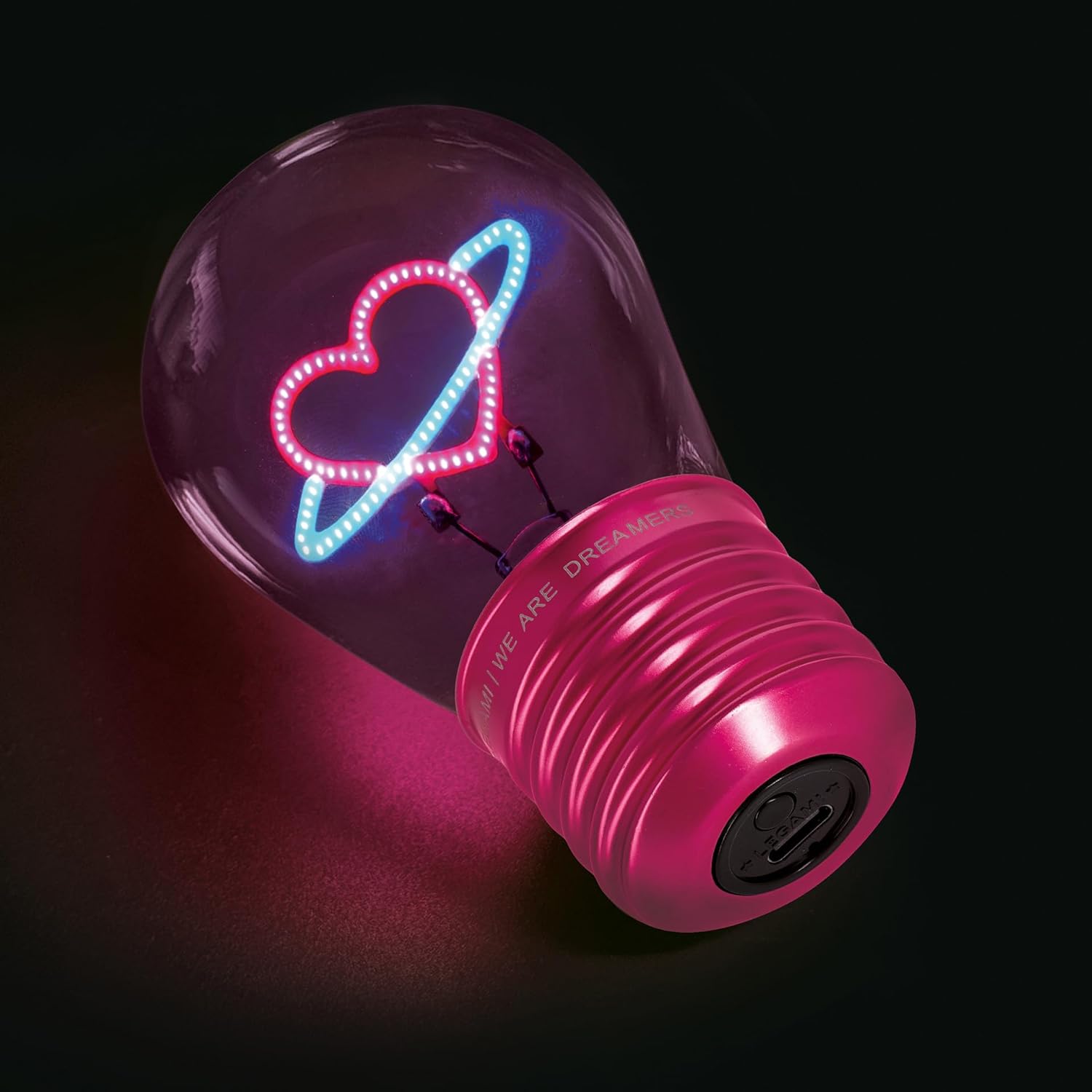 LEGAMI - Table Lamp Bulb Shape - Indoor Only - Rechargeable with USB Cable - Wireless - Light Bulb Fiction - Saturn Theme - Bianco