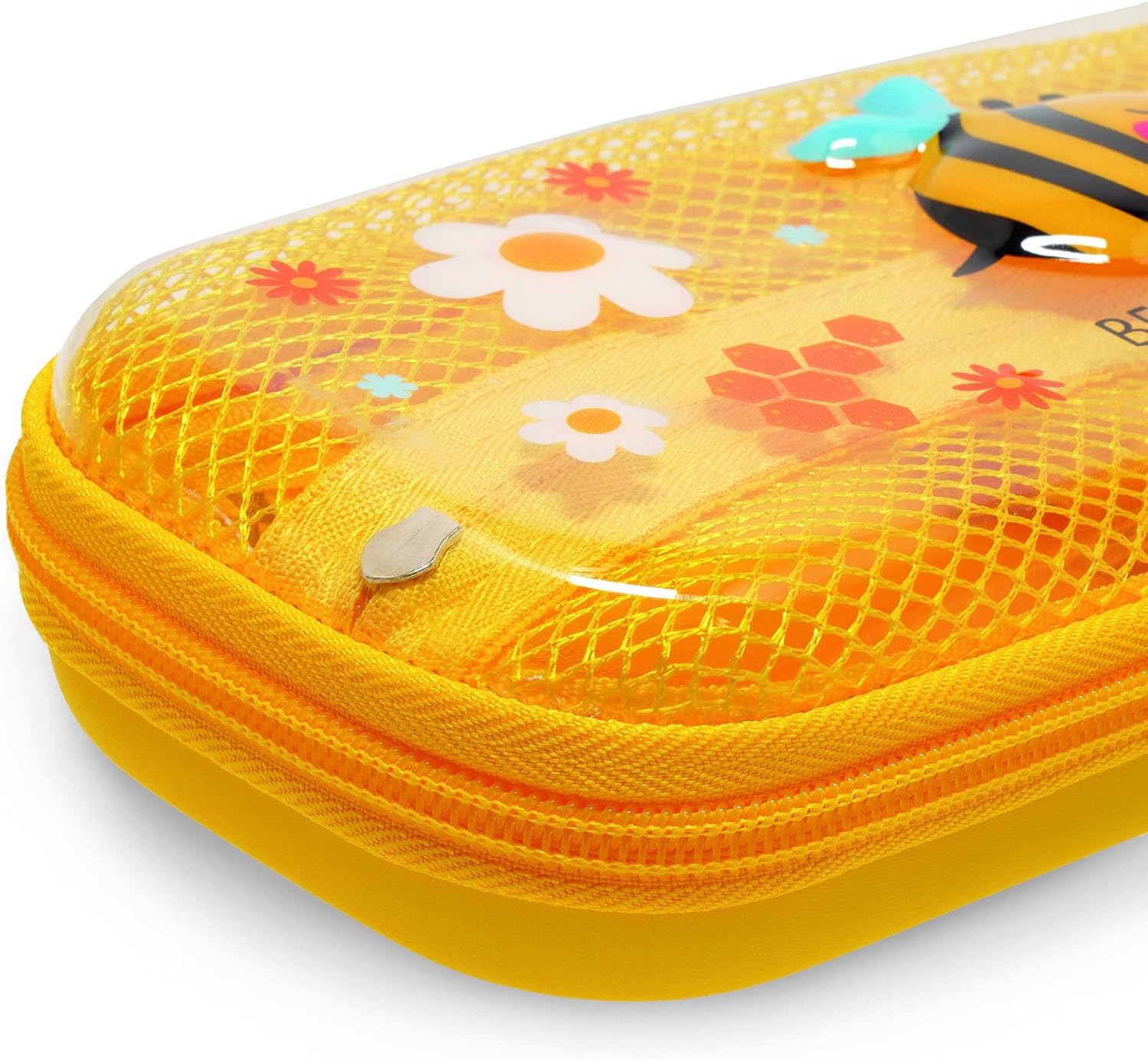Legami - Wonderwow Bee Theme Pencil Case, 2 Compartments and Inner Pen Holder, Inner Compartment with Mesh Fabric, Zip Closure, 23 x 11 x 5 cm