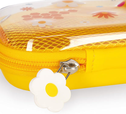 Legami - Wonderwow Bee Theme Pencil Case, 2 Compartments and Inner Pen Holder, Inner Compartment with Mesh Fabric, Zip Closure, 23 x 11 x 5 cm