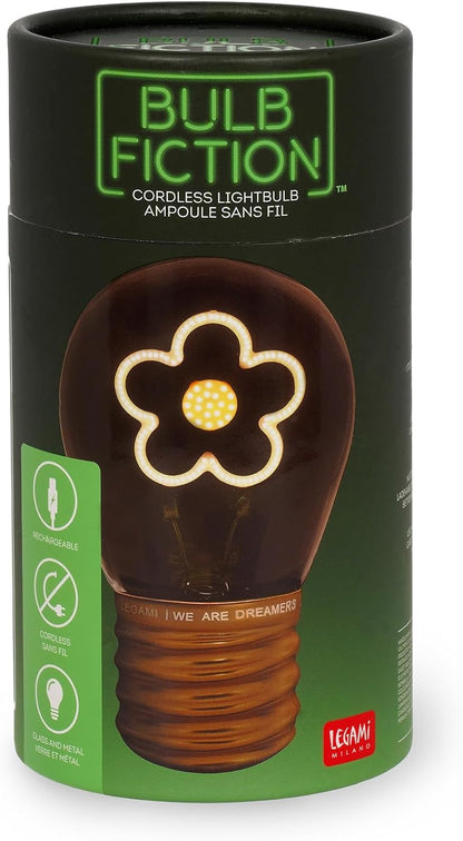 Legami - Table Lamp, USB Rechargeable, Wireless, Bulb Fiction, Daisy Theme, 6.8 x 10.5 cm