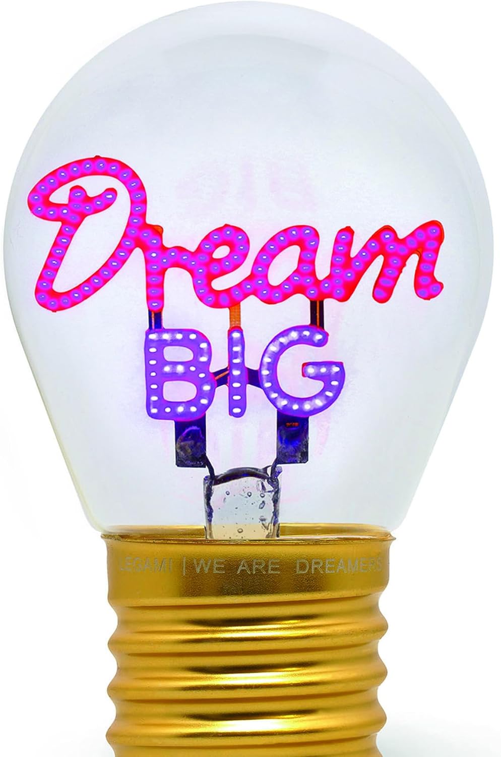 Legami - Table Lamp, Rechargeable with USB Cable, Wireless, Bulb Fiction, Dream Big, 6.8 x 10.5 cm